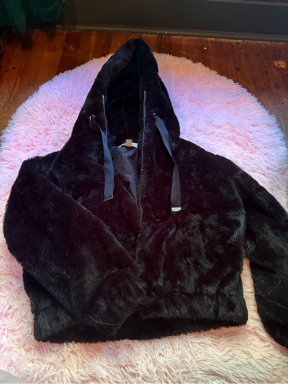 Philosophy Black Faux Fur Hooded Teddy Jacket for Women